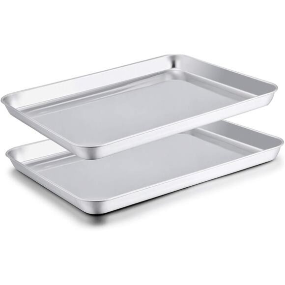 Baking Sheet Set of 2, Baking Pans Tray Cookie Sheet Stainless Steel, Non Toxic - Picture 1 of 7
